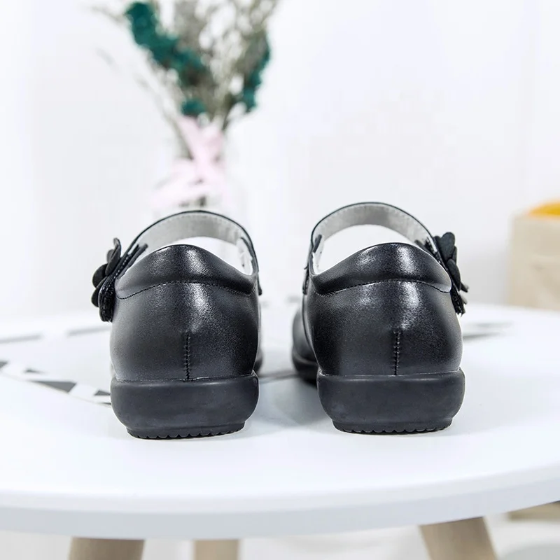 Оптовая продажа, детская дышащая дешевая школьная форма для девочек, кожаная черная обувь