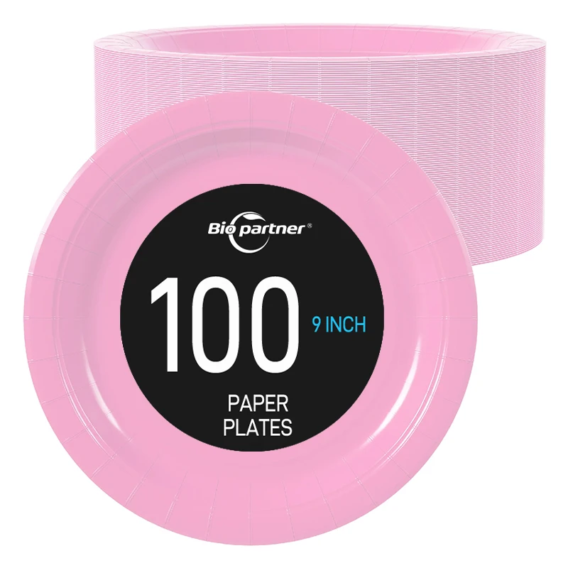 Wholesale Party Plates Disposable 9 Inch Green Disposable round Fast Food Tray Pulp Plate Tableware Dinnerware