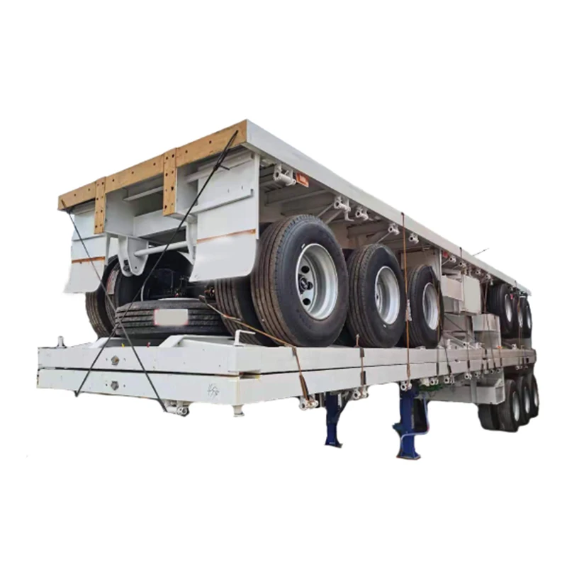 3 Axle flatbed container semi-trailer truck 60 ton container flatbed trailer