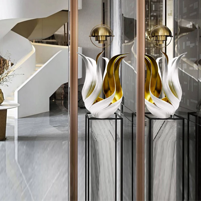 Custom Art Decoration Industrial 3d Printing Resin Large White Animal Figure Flower Sculpture Model