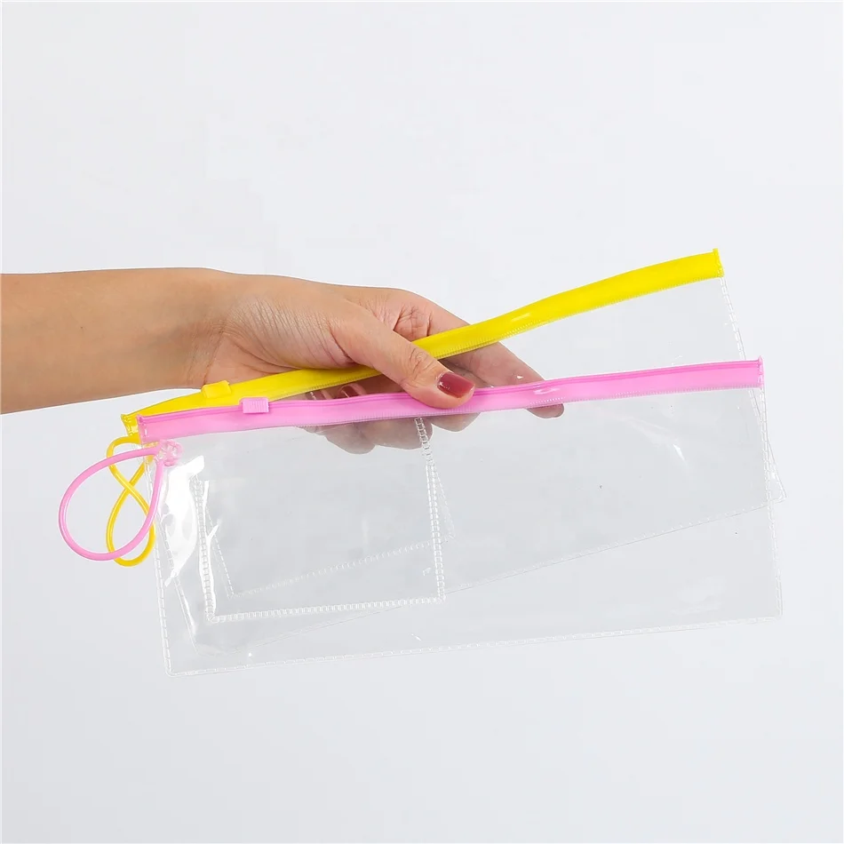 Прозрачный пенал из ПВХ для канцелярских принадлежностей, пластиковый пенал с застежкой-молнией и держателем для карт