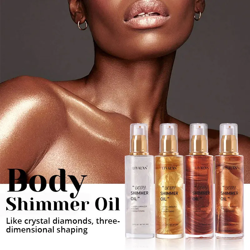 body shimmer oil Facial and fluid Smoothing high gloss  Shimmer Spray Long Lasting Highlight Bronze Golden Glow Glitter Bod