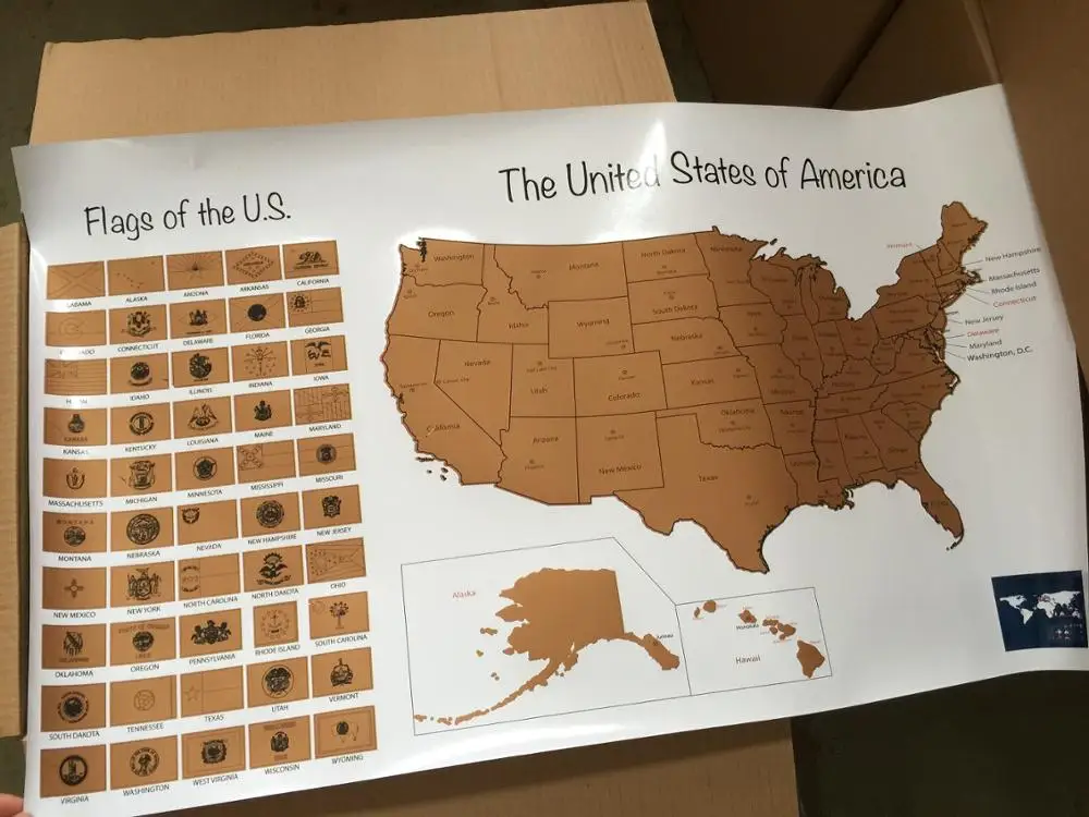 88x52 см Высококачественная карта мира постер с защитой от царапин в США