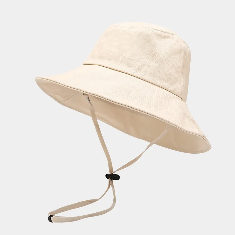 Summer Beach Outdoor Travel Uv proof solid color wide eaves brim fisherman hat korean sun shade bucket hat