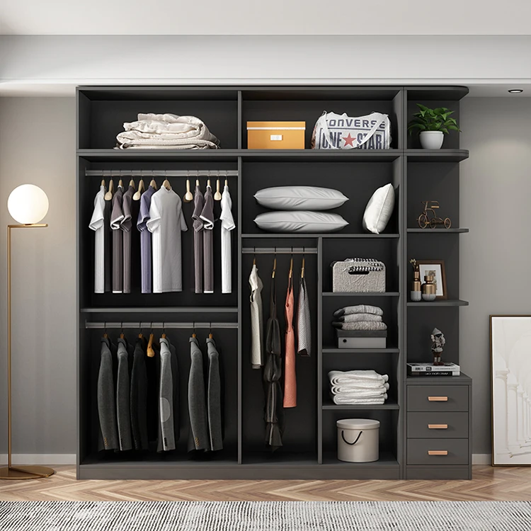 Nordic Organizer Bedroom Furniture White Black Storage Closet Wooden Modern Wardrobe