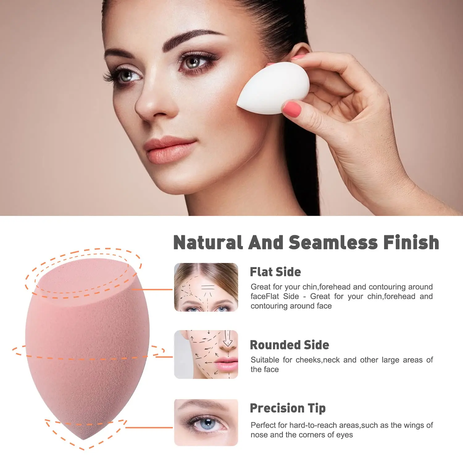 Pink Soft Non Latex Makeup Sponge Makeup Blender Sponge with Silicone Travel Case