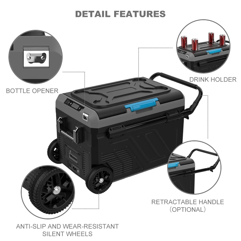 32L Portable 12V/24V DC Micro LED Display USB Outlet Car Home Multi-function Mobile Deep Freezer Compressor Car Fridge
