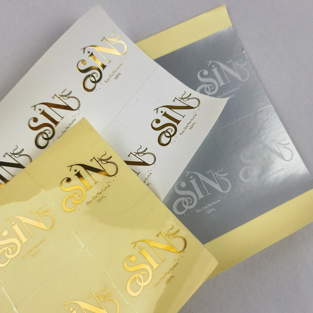 Custom Luxury Printing Glossy Sticker on Perfume Bottle Gold Foil LOGO Cosmetic Bottle Label