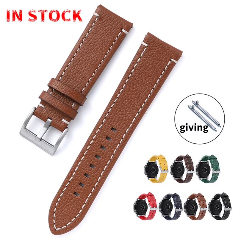 IN STOCK  Wholesale Gentleman Genuine Leather Quick Release 20 22mm Smart watch strap for Huawei Watch GT2  Galaxy 46mm/Gear S3