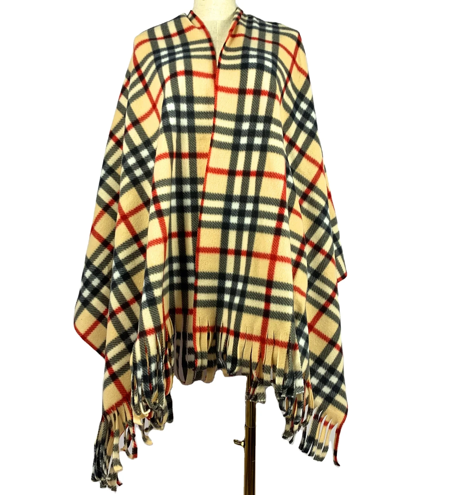 Wholesale Custom Soft Warm Jacquard Tassel Shawl Plaid Woolen cloth winter cashmere men scarf
