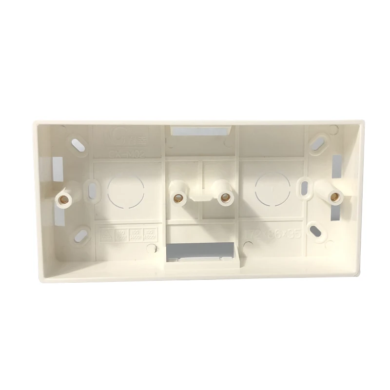 Chunxing Manufacturer Electrical Plastic Fireproof PVC Surface Mount Wall Mounting 2 Gang Back Switch Socket Box Junction Box