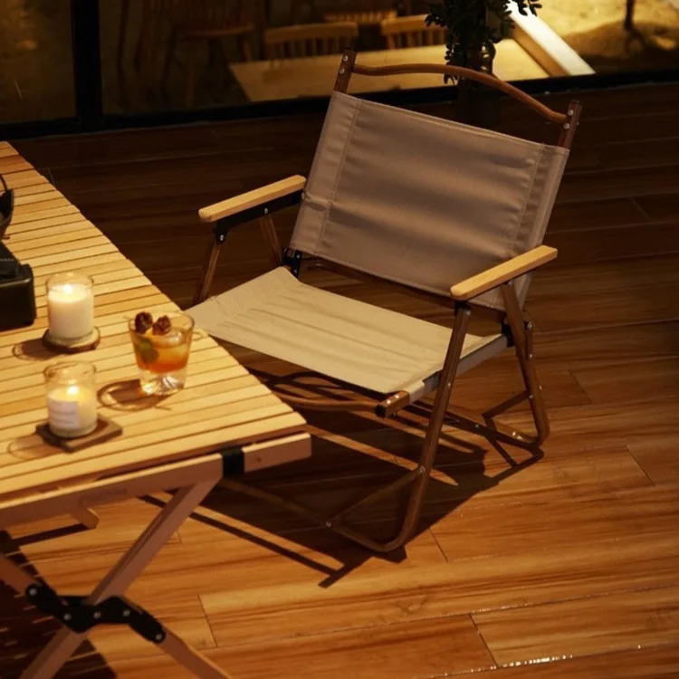 Wholesale Factory Price Outdoor Furniture Kermit Chair Wood Grain Portable Aluminum Folding Camping Chair