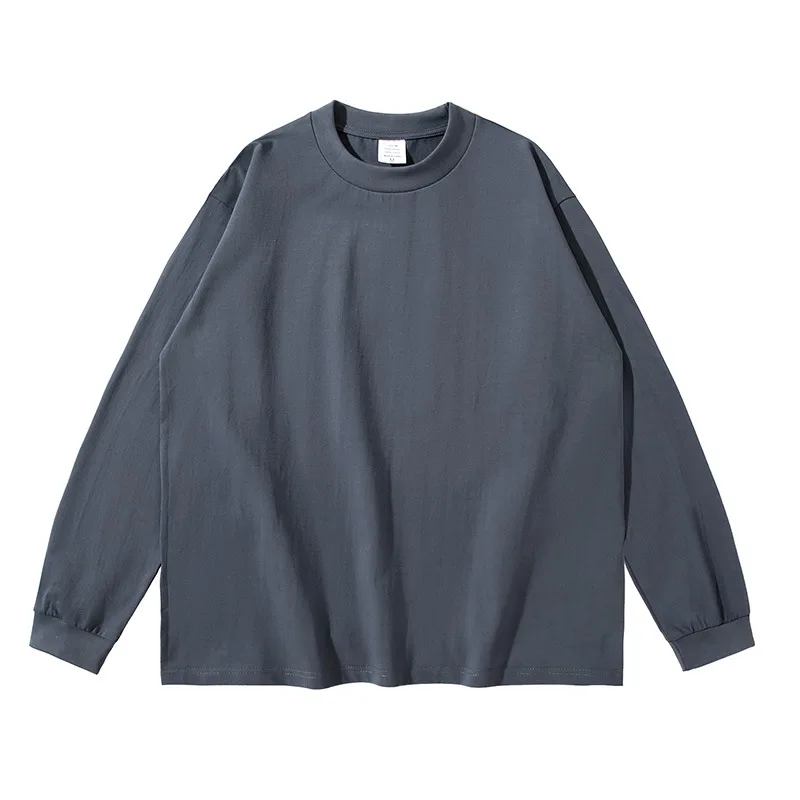 PRINTFUN In Stock Fashion Round Neck Man Long Sleeve T-Shirt Custom Logo Embroidery 240gsm Crewneck Sweatshirt Blank Long Sleeve