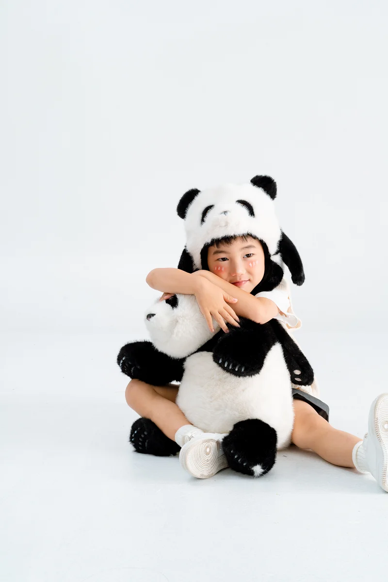 Wholesale cute stuffed animal head hats stuffed animal panda plush hats kids winter