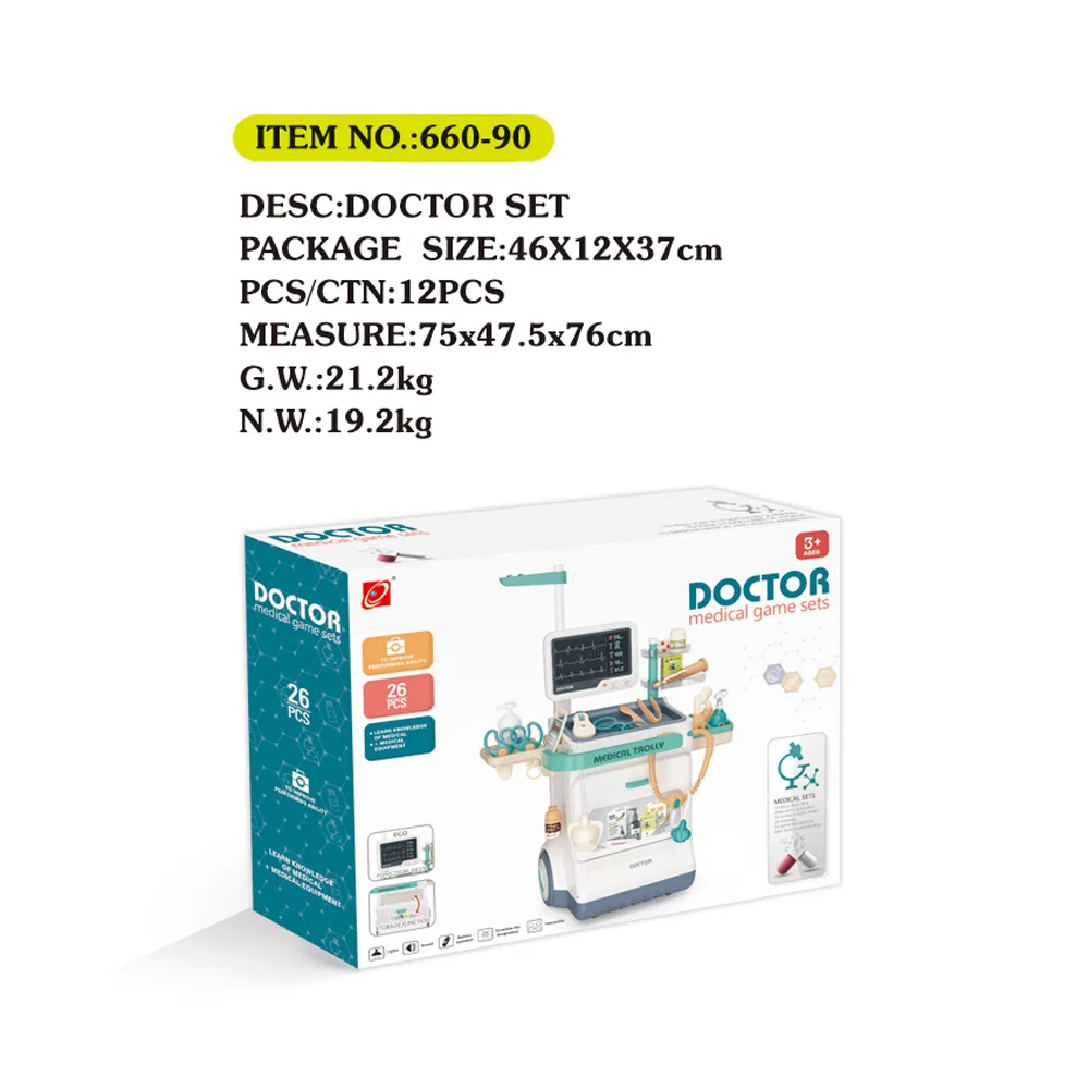 High Quality Electric Electrocardiogram Doctor Toy Set for Kids Including Female and Male Simulated Handcart for Girls