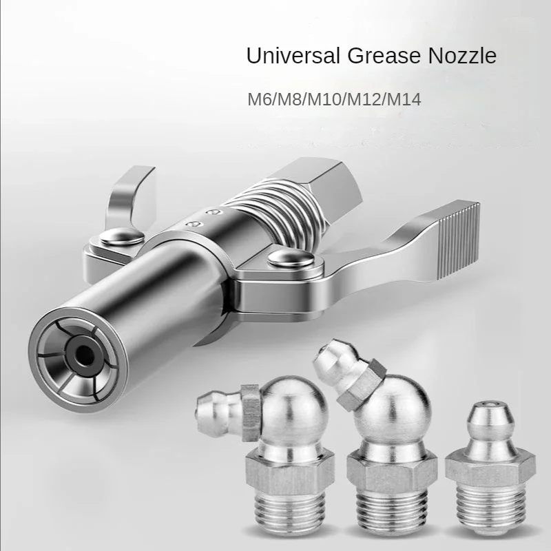 Grease Gun Coupler 10000 PSI NPTI/8 Oil Pump Quick Release Grease Tip With 30cm Hose Syringe Lubricant Tip Grease Nozzle Tool