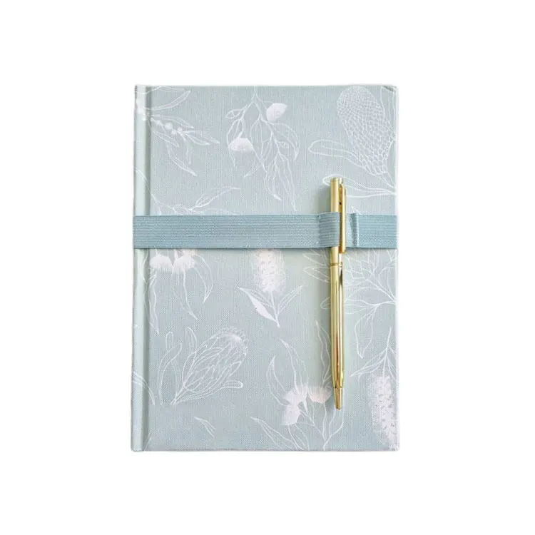 LABON Floral Bush Flower Fabric Cover Personalised Notebook Custom Name Initial Journal Gift