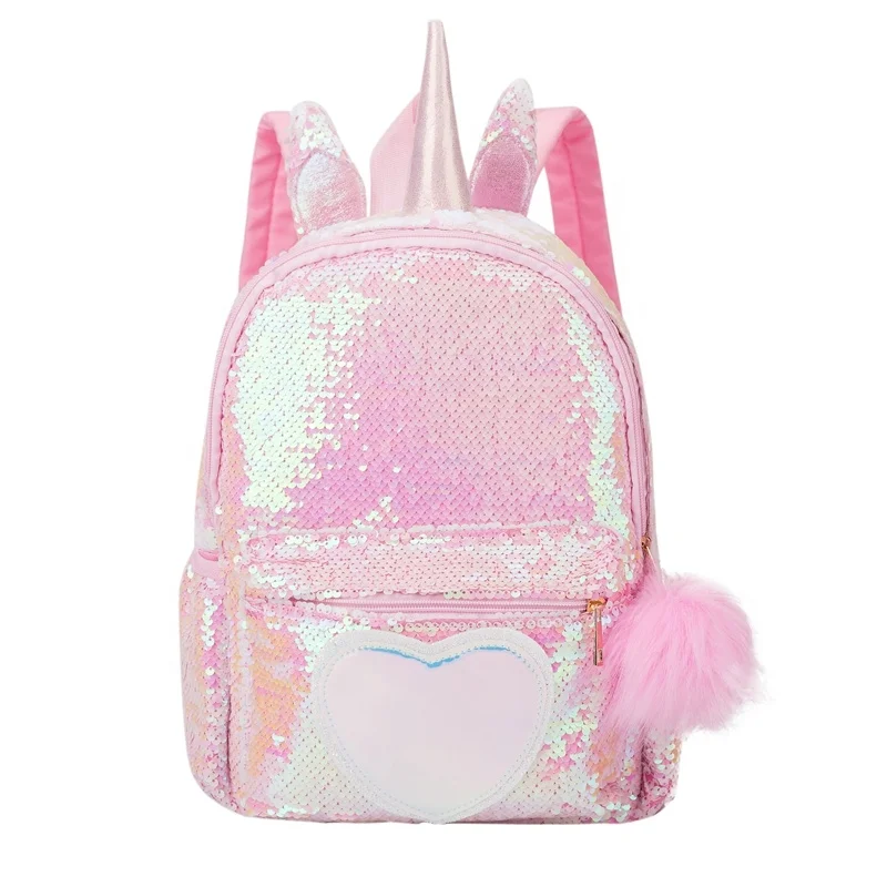 Heopono Brand Saiya Customizable DIY Sequins Unicorn Girls School Book Backpack Fashion Sparkling Bagpack Children Backpacks