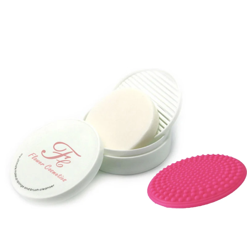 Cosmetics Beauty Make Up Sponge Cleansing Box  Blender Puff Cleaner with Washing Mat Pads Makeup Brush Soap Balm
