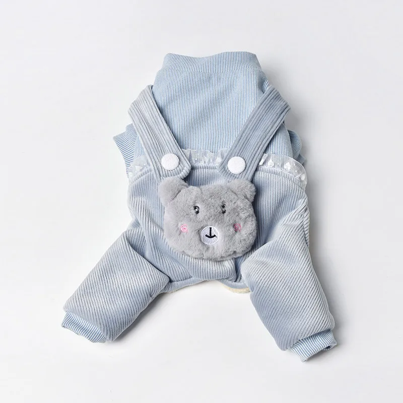 Wholesale Autumn Winter Cute Warm Rabbit Bear Shape Cheap Four-legged Cotton Padded Coat Soft Pet Clothes Overalls For Cat Dog