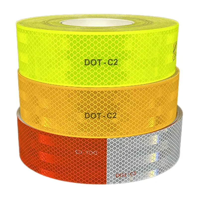 Customized White And Red Edge Sealed Car AccessoriesSelf Adhesive Vehicle Retro Reflective Sticker DOT-C2 Conspocuity Tape