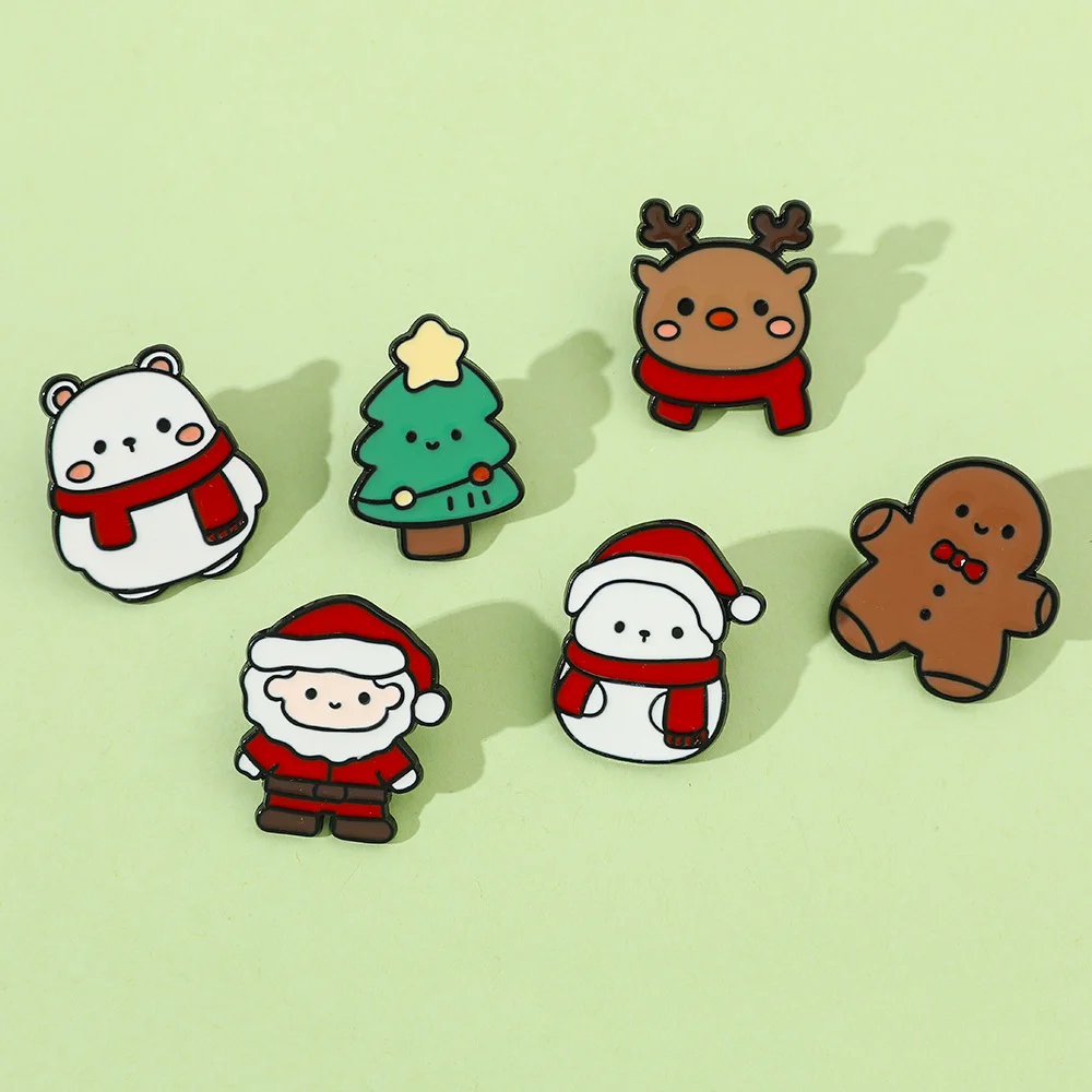 2024 New Trend Christmas Pin Badge Christmas Tree Elk Snow Man Soft Enamel Pin In Stock