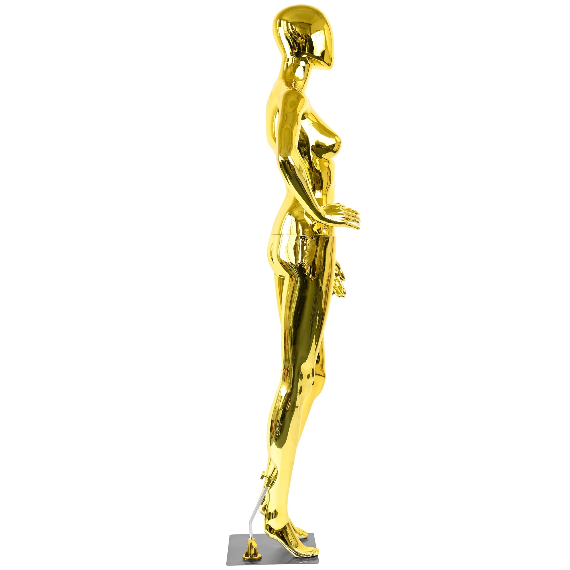 High Quality Chrome Gold Color Mannequin 175 Height Full Body Female Mannequin with Metal Base Fashion Display Mannequin