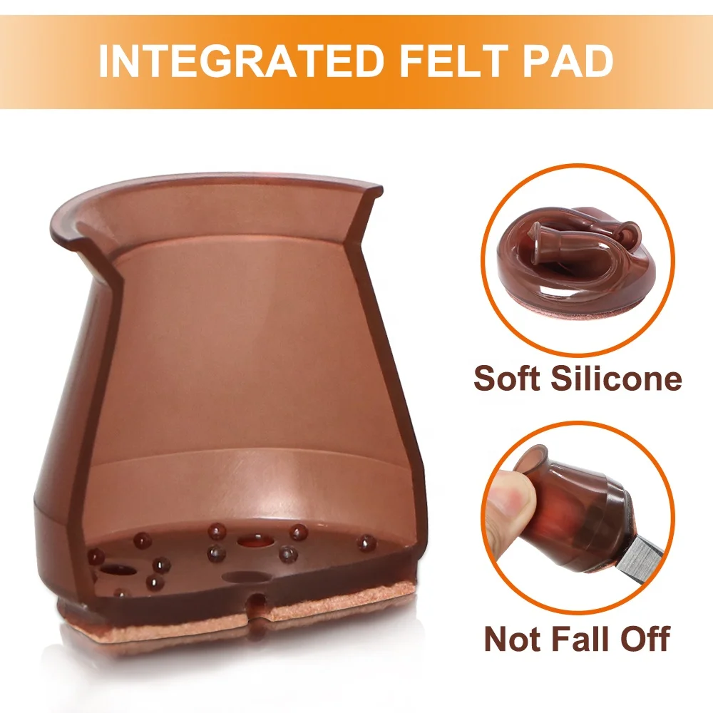 20pcs Furniture Silicone Protection Cover Round Brown Elastic Silicone Chair Leg Floor Protectors