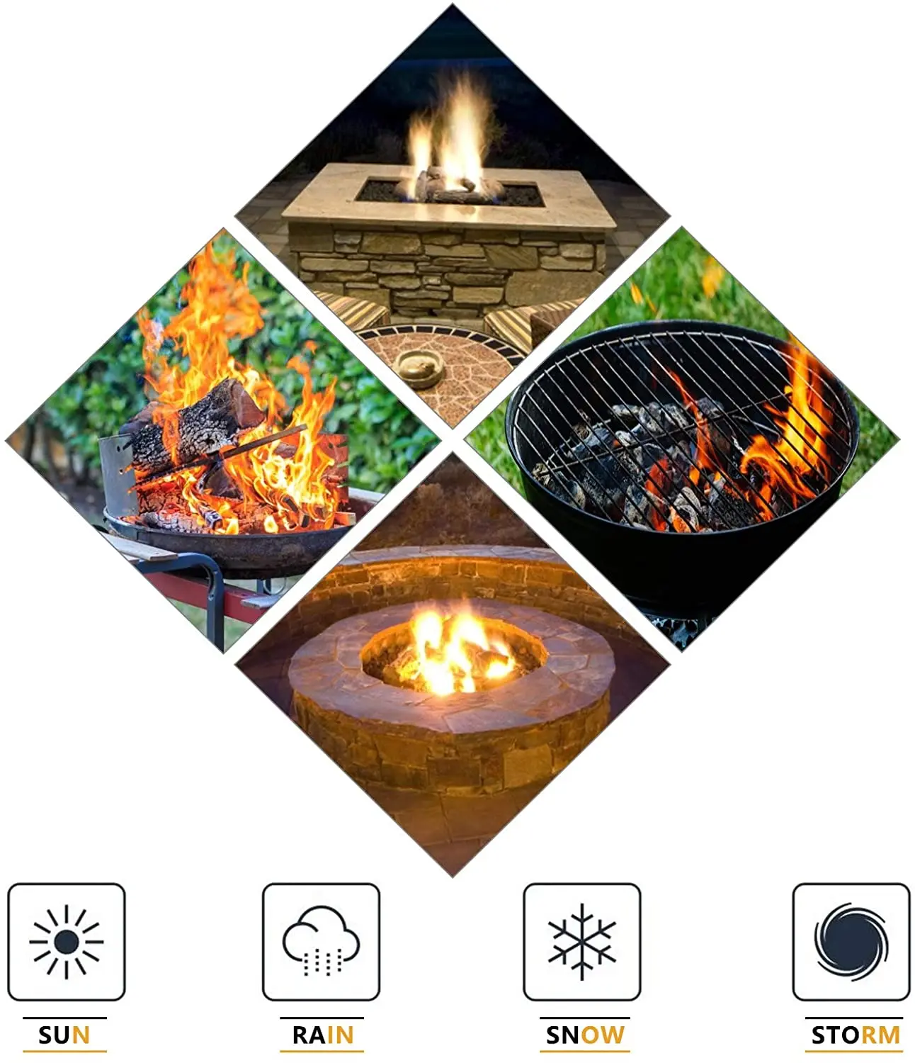 Cheap price Black Round Fire Pit Cover 600D waterproof PVC coating Dustproof