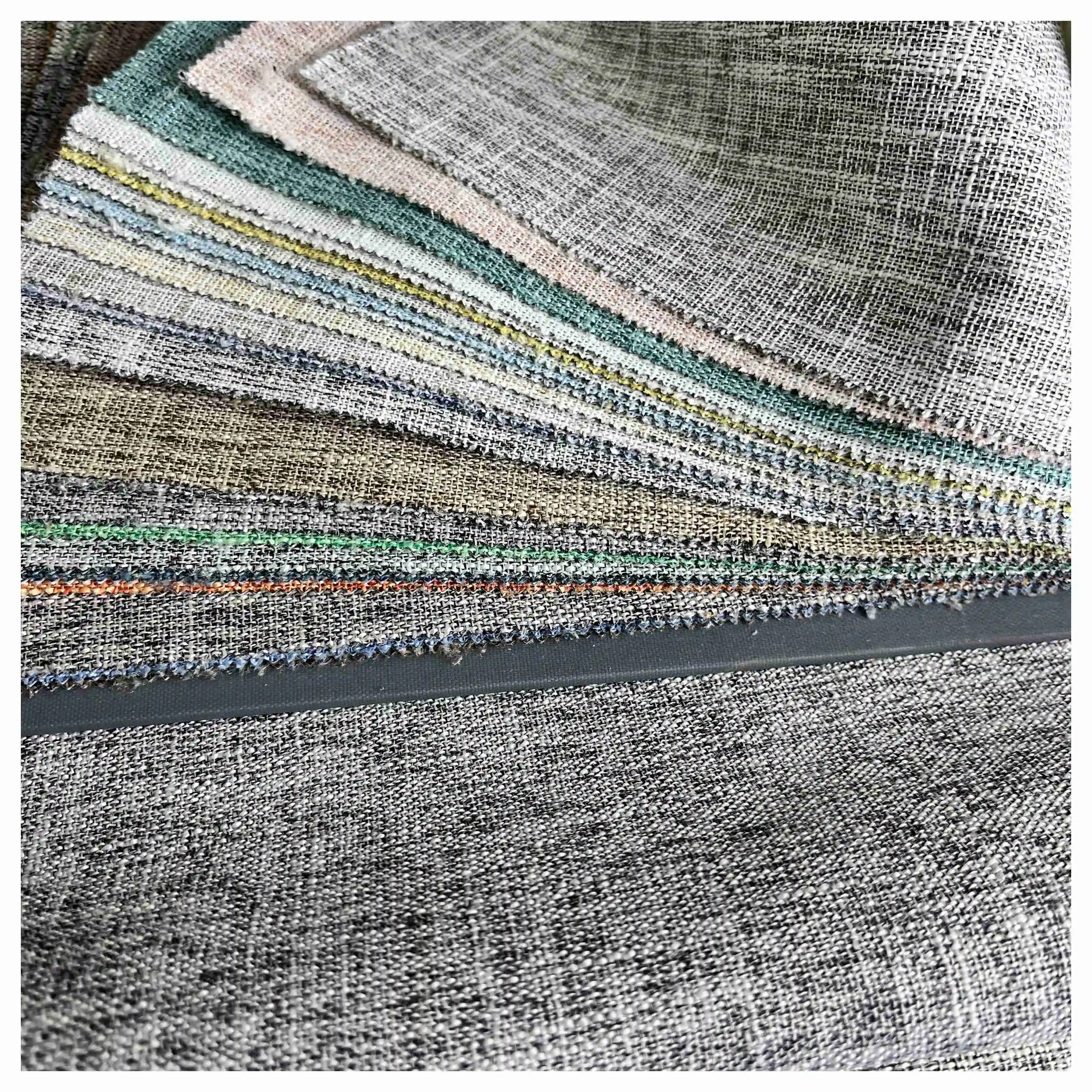 CC-22-536 Hot Sale 100% Polyester Linen Look Luxury Blackout Curtain Fabric For Living Room