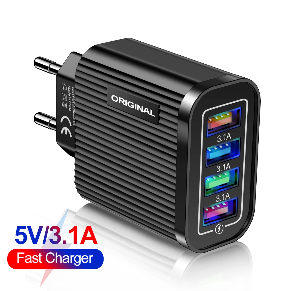 Hot New Products 4 Port Quick Charge Qc3.0 18w 5v 3.1a Usb 4 Wall Adapter Smart Charger