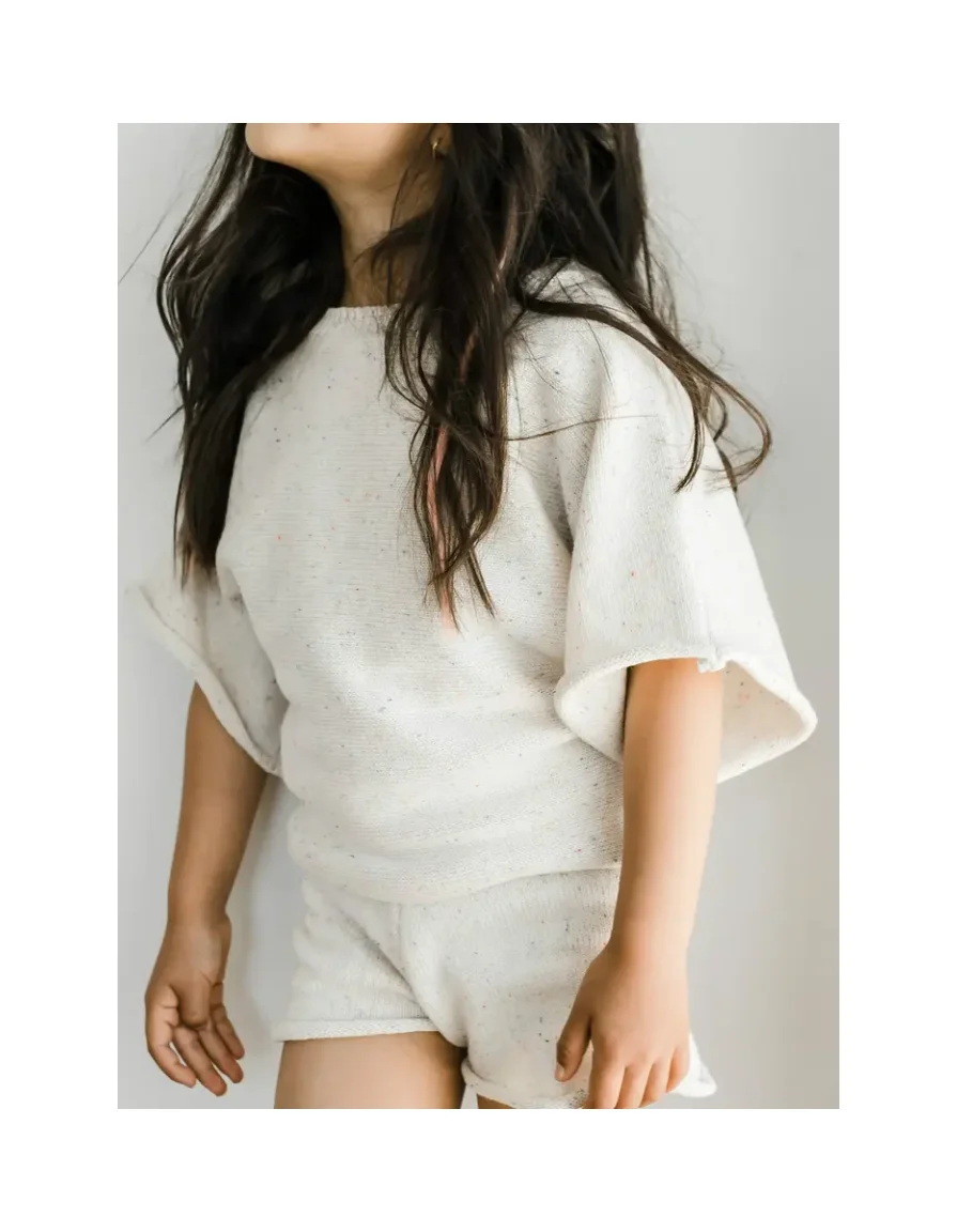 Baby Speckle Knitted Sets Boutique Clothing Oversized Knit Baby Girls Sweater And Shorts