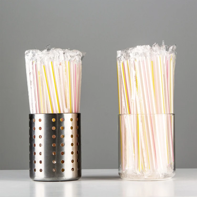Individually Wrapped Colorful Plastic Straw Drinking Milkshake Polypropylene Boba Straw Bubble Tea Disposable PP Straws