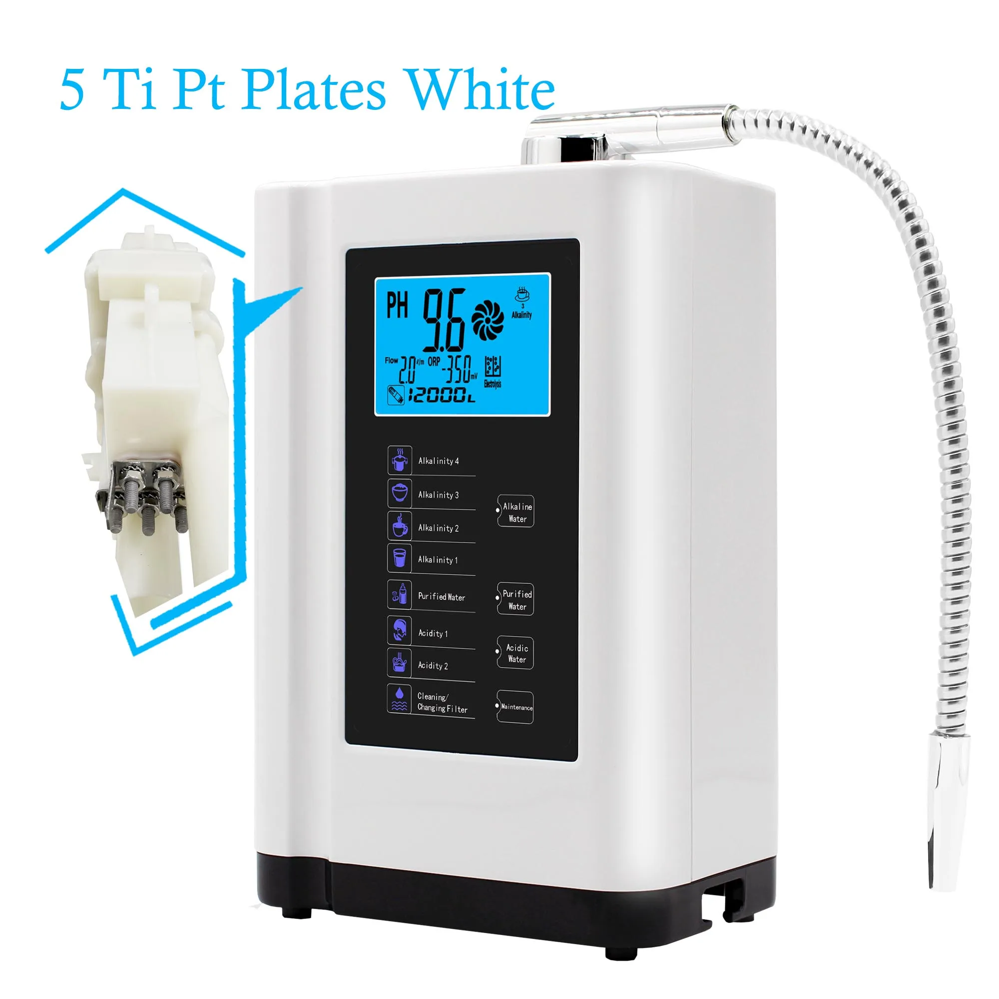 5 пластин, ионизатор воды, генератор водорода, очиститель, производит pH 3,5-10,5, щелочную кислотную систему водяного фильтра для дома