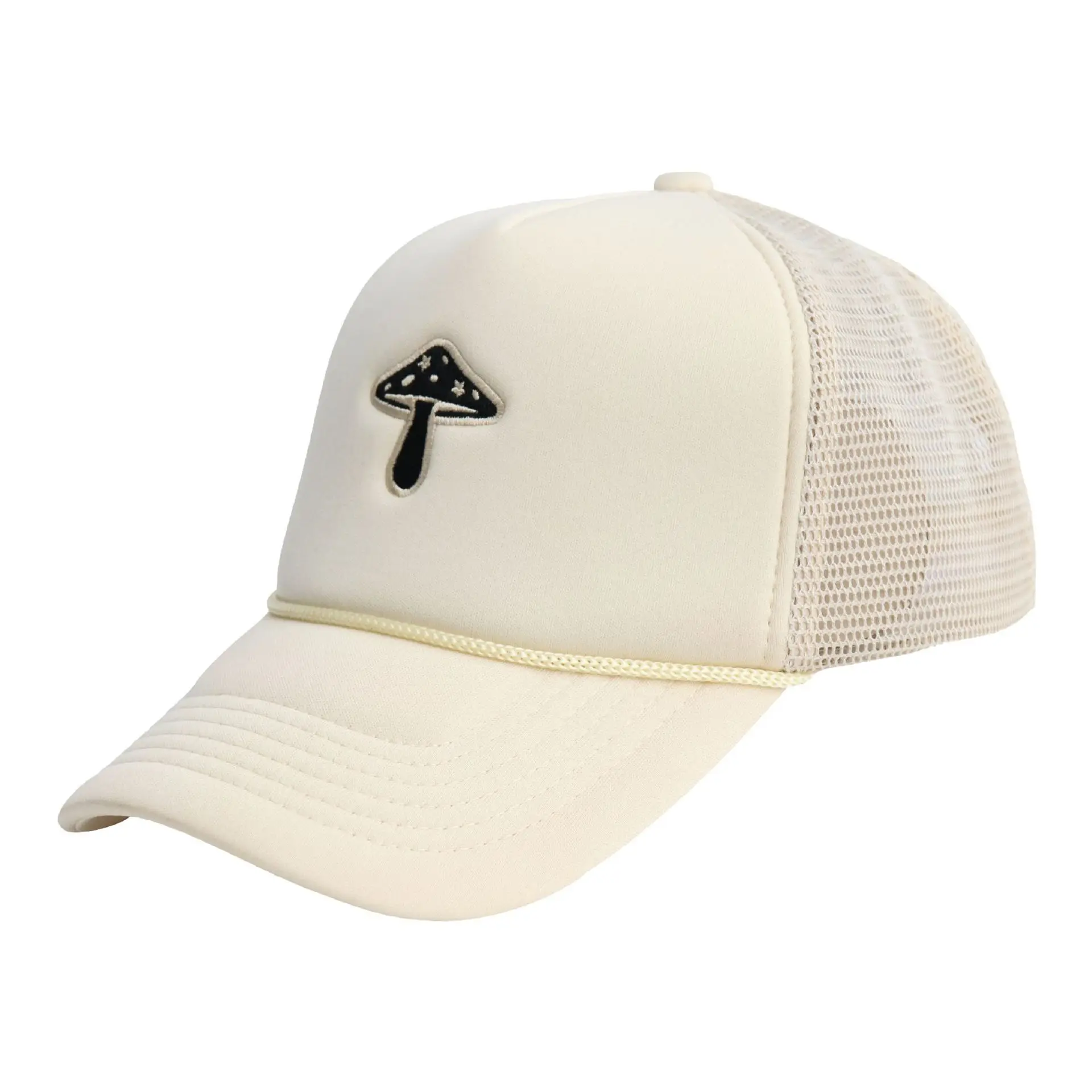 5 panel mesh baseball cap with rope foam custom 3d puff embroidery hat Trucker cap