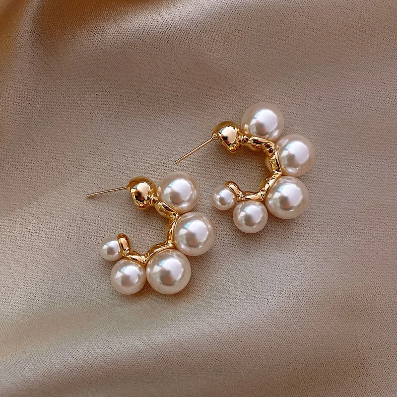 2023 fashion Korean 925 silver needle pearl earrings Gold plating pearl earrings