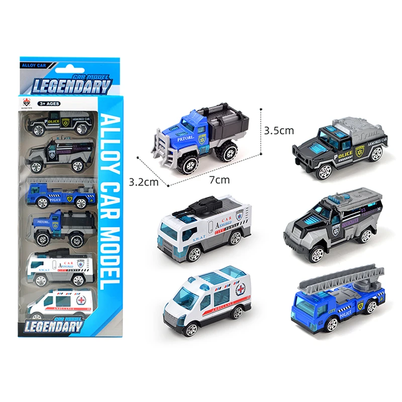 6PCS Simulation Alloy Dicast Car Display Case Mini Metal Diecast Small Model Children Kids Toys Custom Car Vehicles