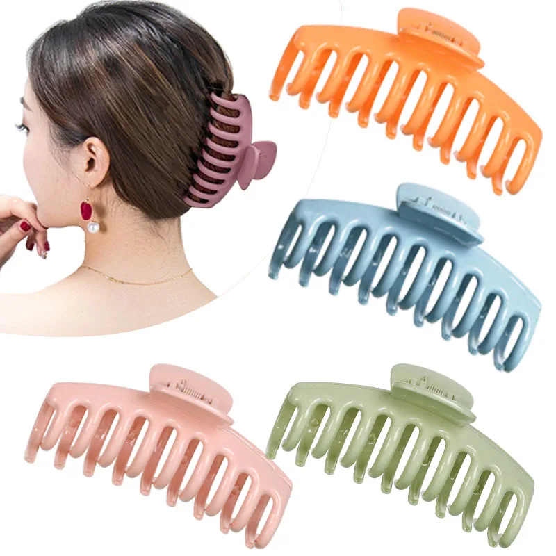 Wholesale Jumbo Plastic Clamps Hair Clip Candy Jelly Color strong hold 11cm  glossy Hair Claw Clip For Women