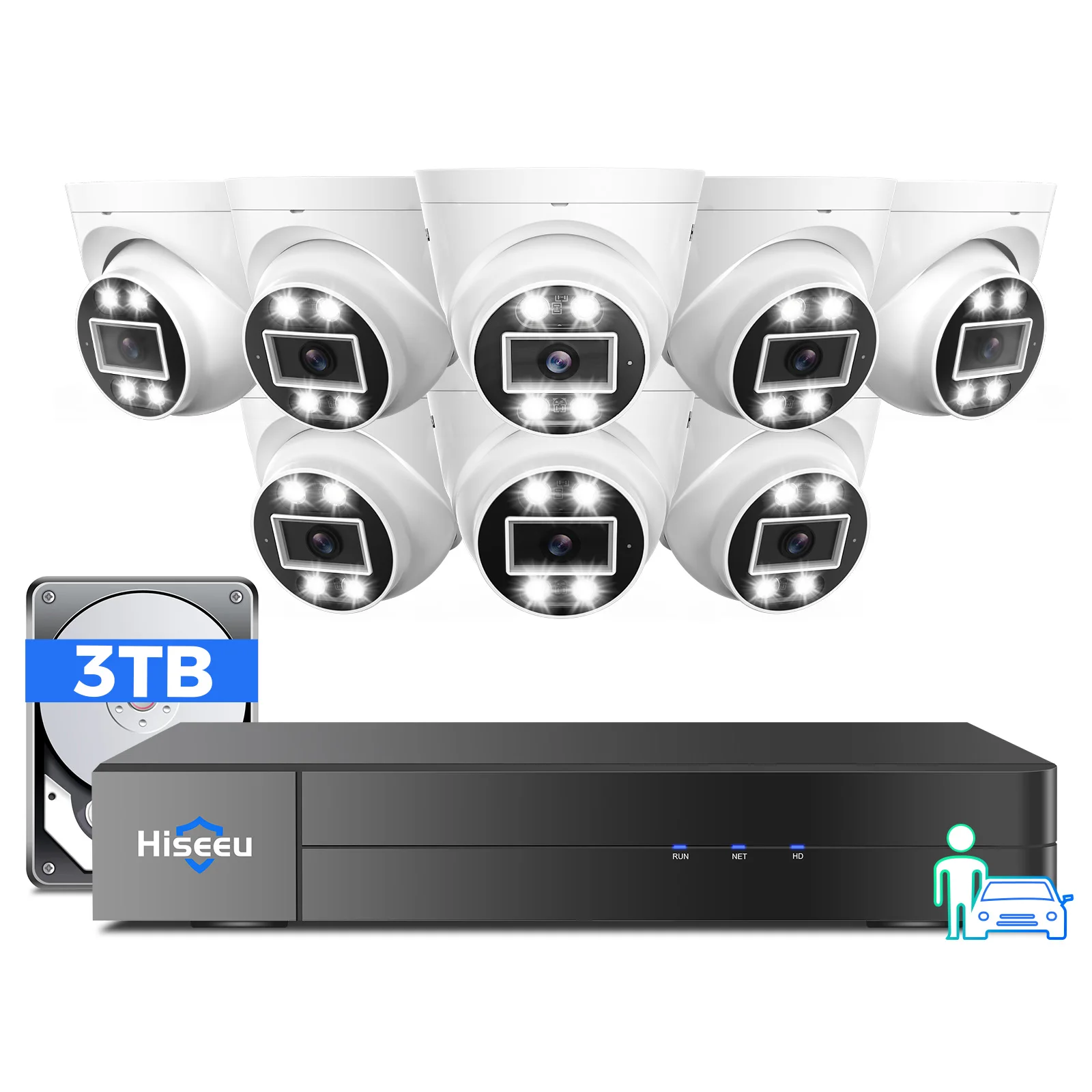 IP66 5MP Color Night Vision outdoor 2 Way Audio CCTV 8-channel Nvr Surveillance Indoor Domes POE IP security camera system