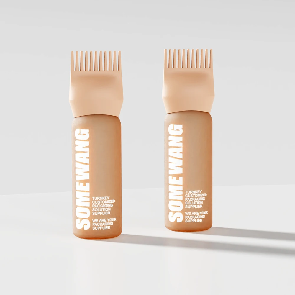 Wholesale 180ml PE Plastic Hair Oil Bottle with Comb Smooth Root for Cosmetics & Scalp Hair Skincare Use