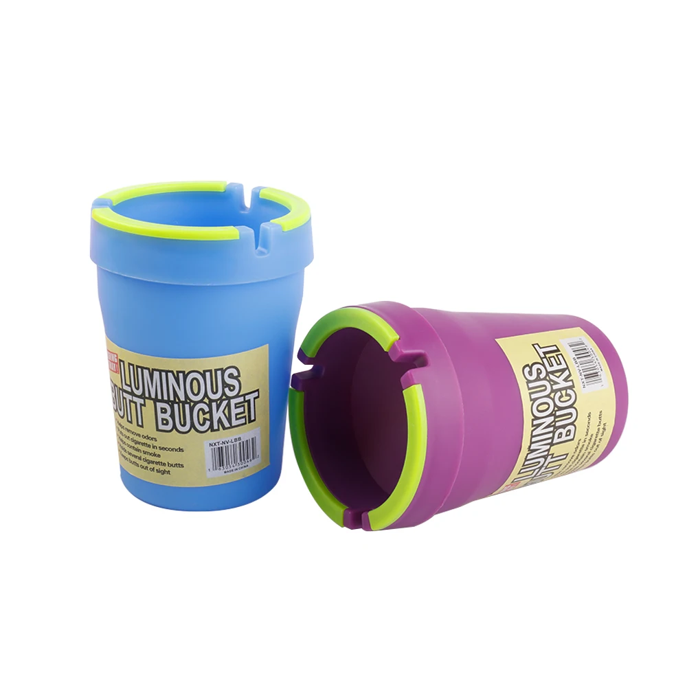 Portable Cheap Wholesale Colorful Cup Shaped Glow In The Dark Luminous Plastic Butt Bucket Car Ashtray