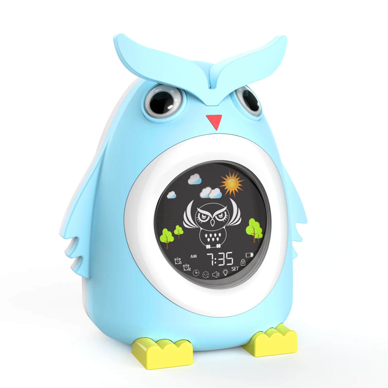 Cartoon Owl Design Alarm Clock Kids Cute Night Light Children  Light Alarm Sleep trainer Toddler digital &analog-digital clocks
