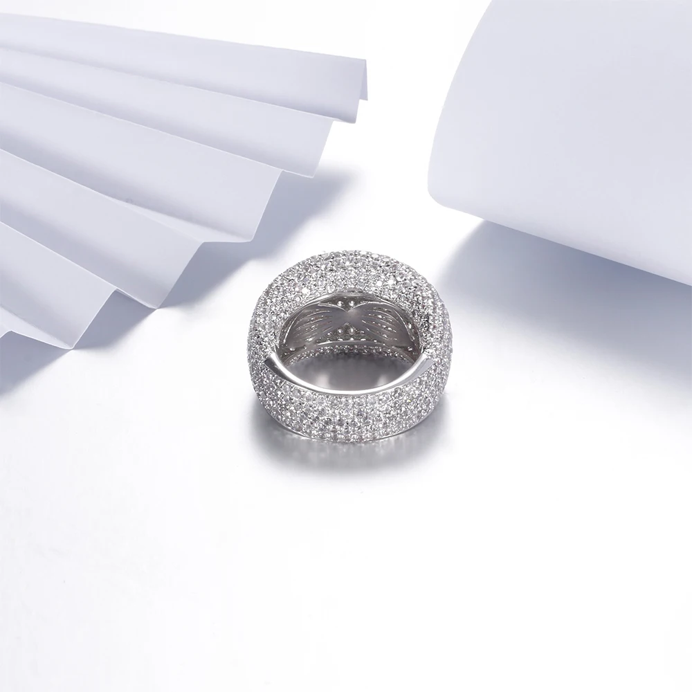 
Wholesale Fashion 14K 18K White Gold Plated Vintage Male Rings Hip Hop Diamond CZ Men Ring 