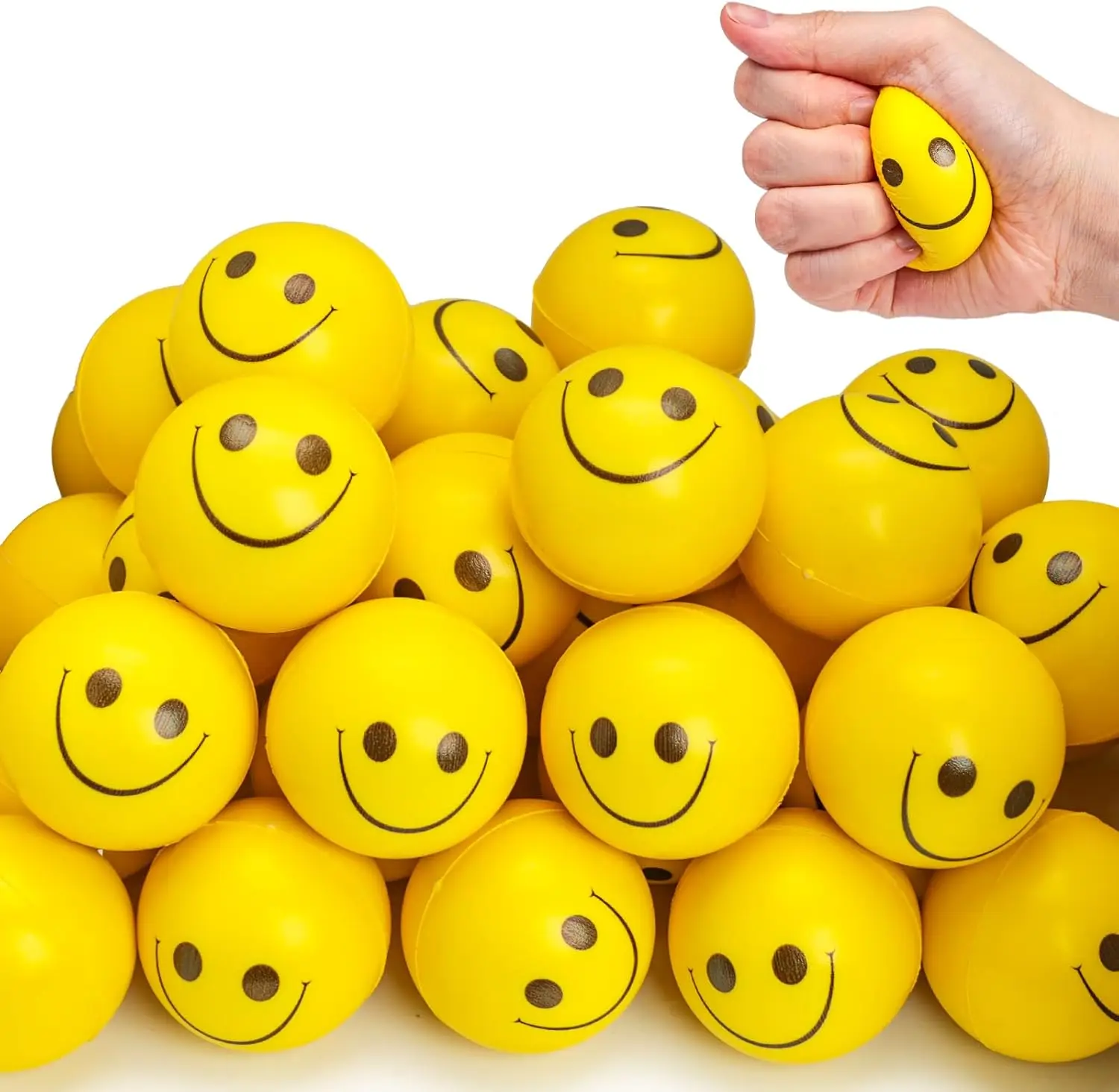 High Quality Custom PU Foam Yellow Funny Face Stress Ball Animal Pattern Fashion Design Shape Stress Relief Toy