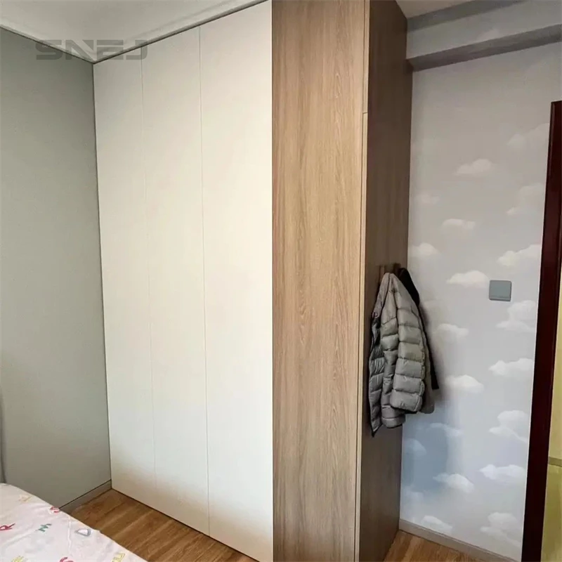 SNEJ Wooden Cabinet Clothes Wardrobe Modern Customization Bedroom Furniture Simple Design Wholesale Price Wardrobes