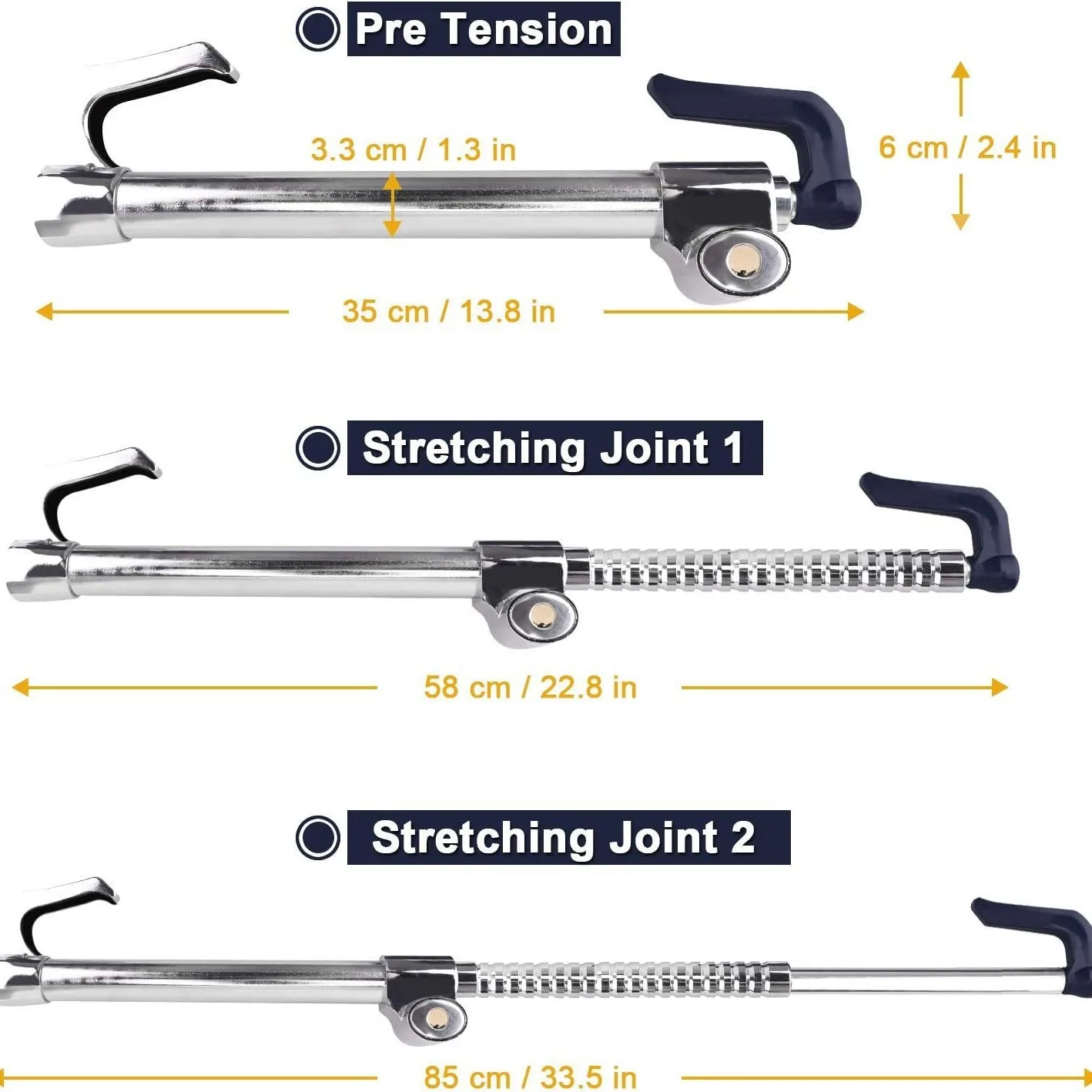 Car Anti-Theft Lock with Three-Section Hook and Steel Material 3 Keys Included for Steering Wheel Security