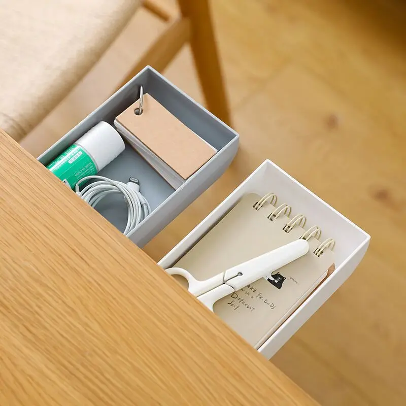 
Wholesale 22cm Self Adhesive Plastic Drawer Organizer Storage Box Office Desk Organizer Under Desk Drawer Hidden Memo Pen Case 