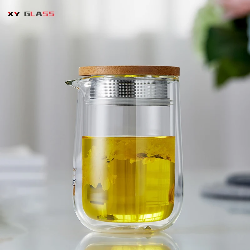 New arrival with bamboo strainer heat resistant glass travel tea maker