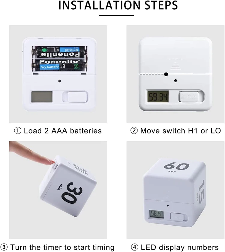 Kitchen Gym Kids Study Portable 60 Minute Time Alarm Flip Digital Cube Timer