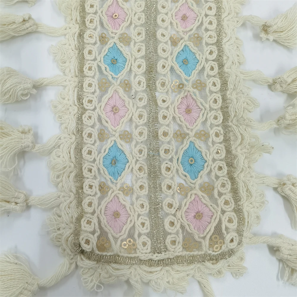 and Decorative Y Shaped Neck Patch Collar Beautiful Handmade Embroidery Neckline Patches With Sequin for garment